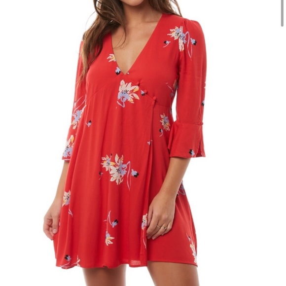 Free People Dresses & Skirts - Free People Time On My Side Red Floral
Mini Dress Size Small